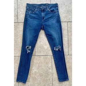 AG Adriano Goldschmied Legging Ankle Jeans Womens 28 Distressed Skinny Med Wash